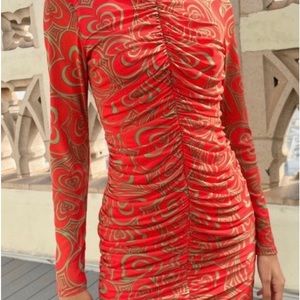 Lisa Says Gah mini dress, sheer sleeves and neck, long sleeves